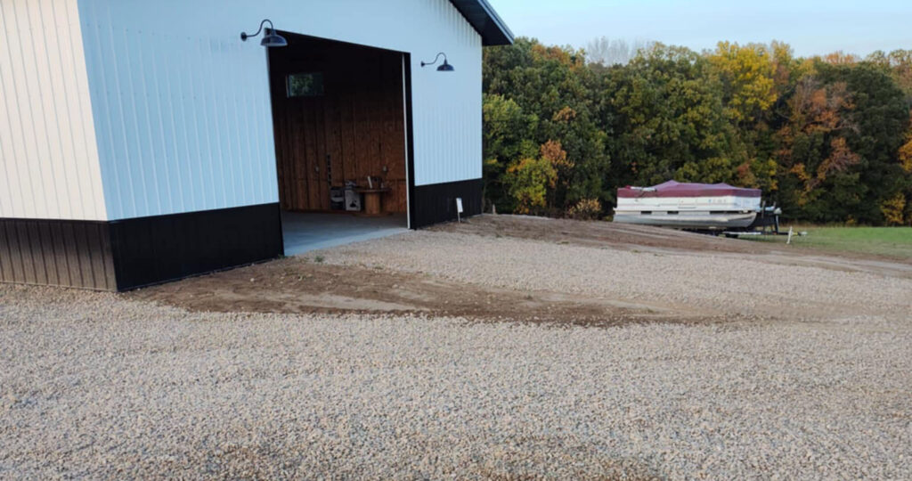 Shed and driveway